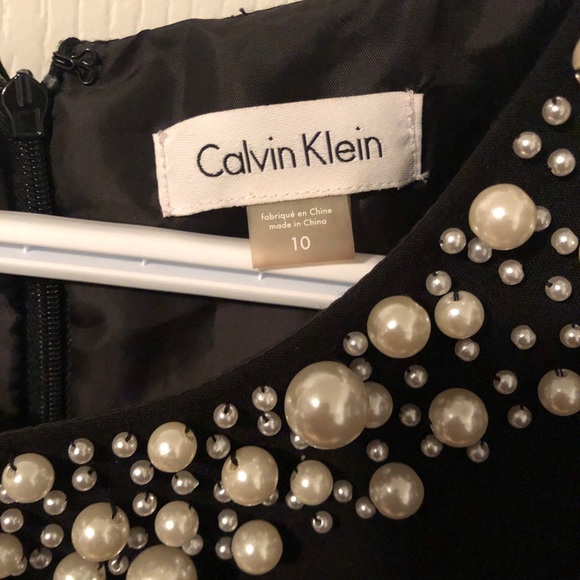 Calvin Klein Black Dress with Pearls - Picture 3 of 6